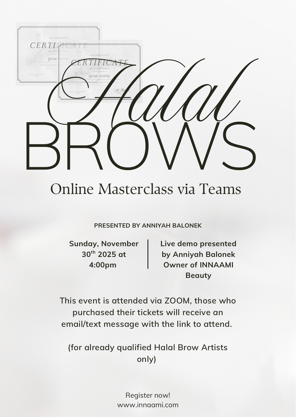 Halal Brows Zoom Masterclass