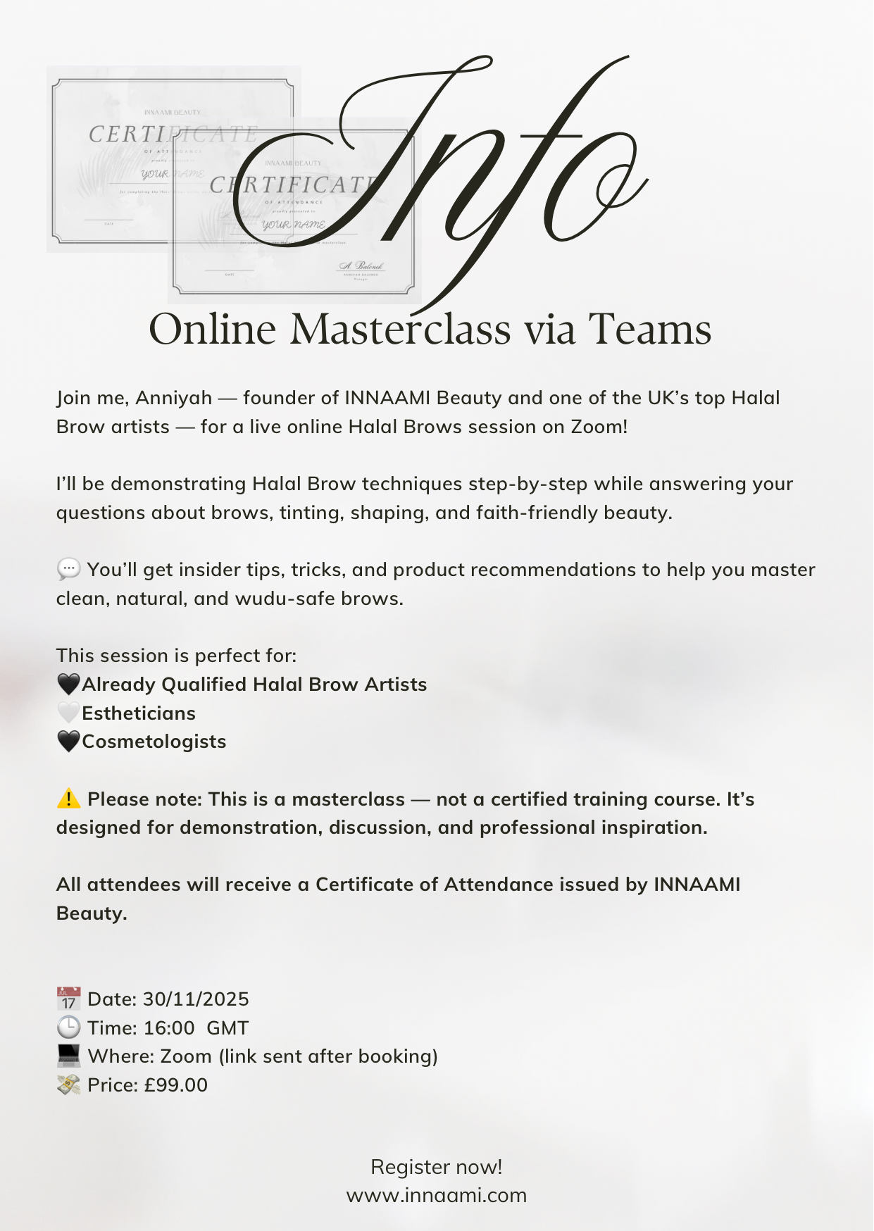 Halal Brows Zoom Masterclass